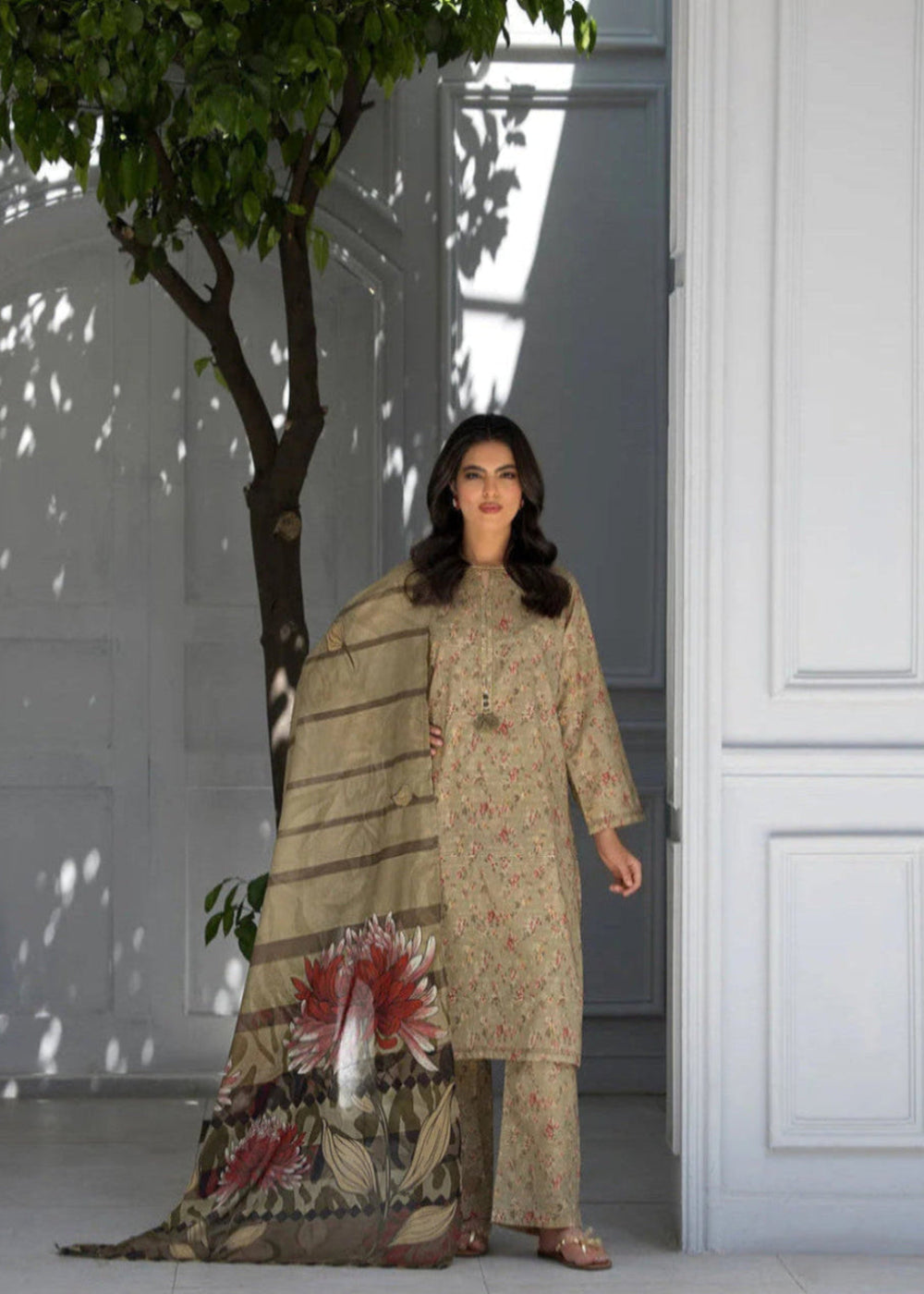 Bin Tayyab-Khaki Printed