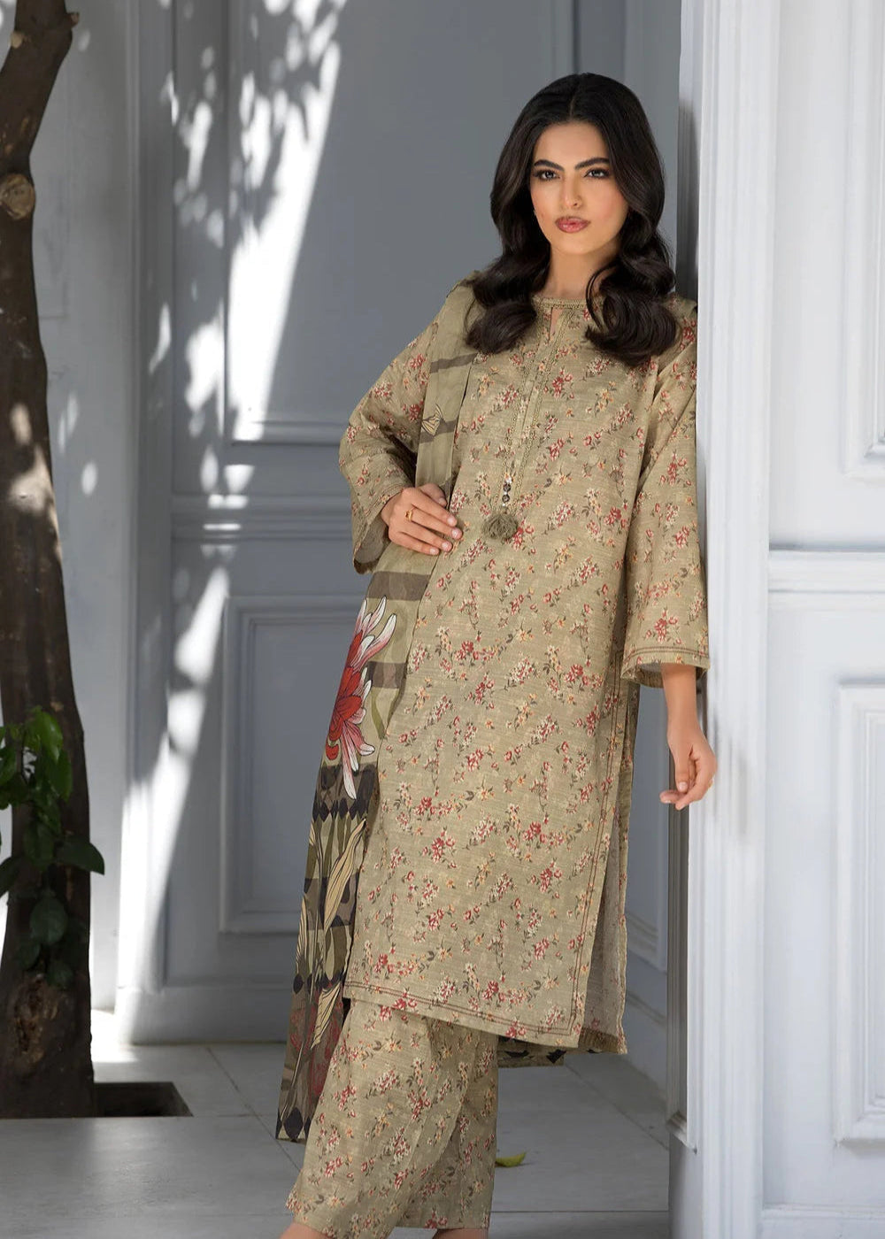 Bin Tayyab-Khaki Printed