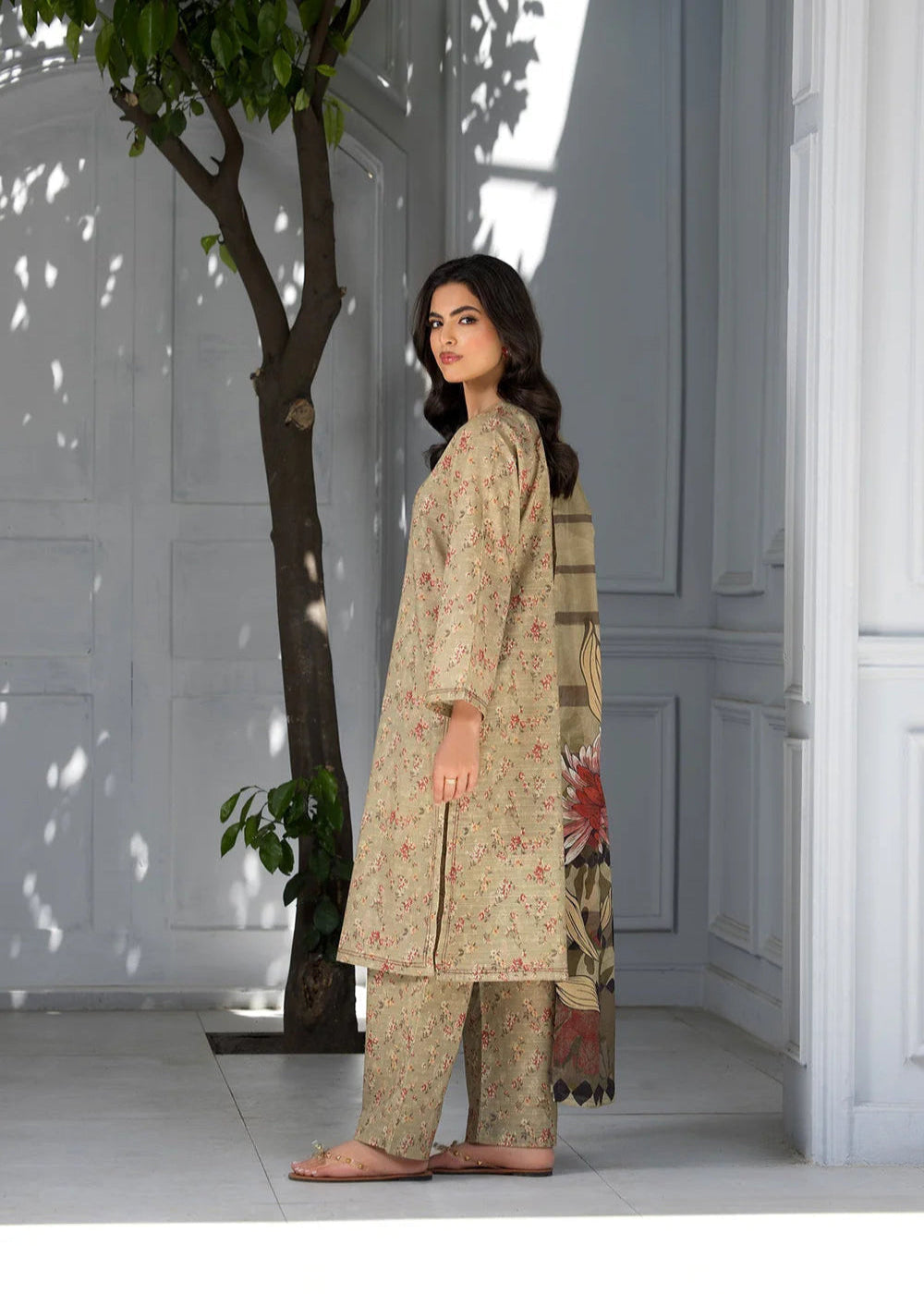 Bin Tayyab-Khaki Printed