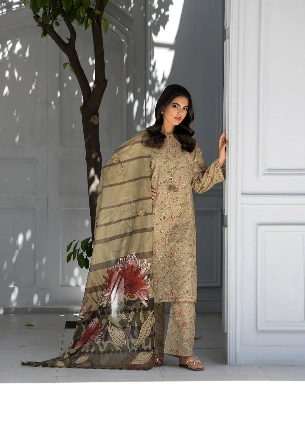 Bin Tayyab-Khaki Printed