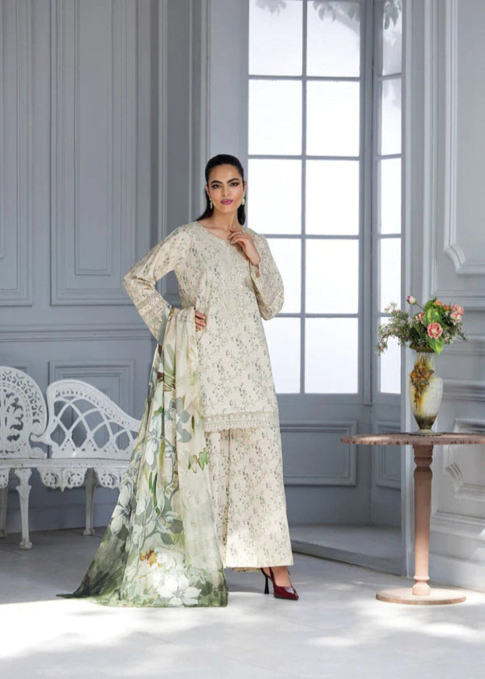 Bin Tayyab-Printed Green Lawn