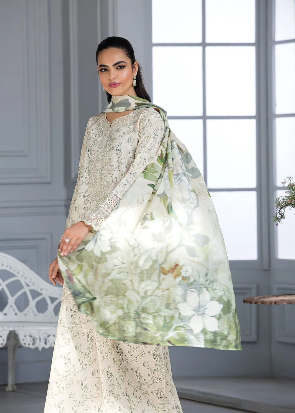Bin Tayyab-Printed Green Lawn