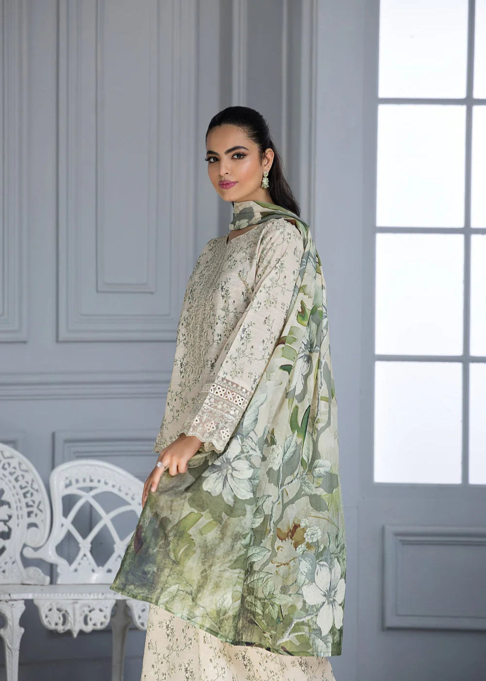 Bin Tayyab-Printed Green Lawn