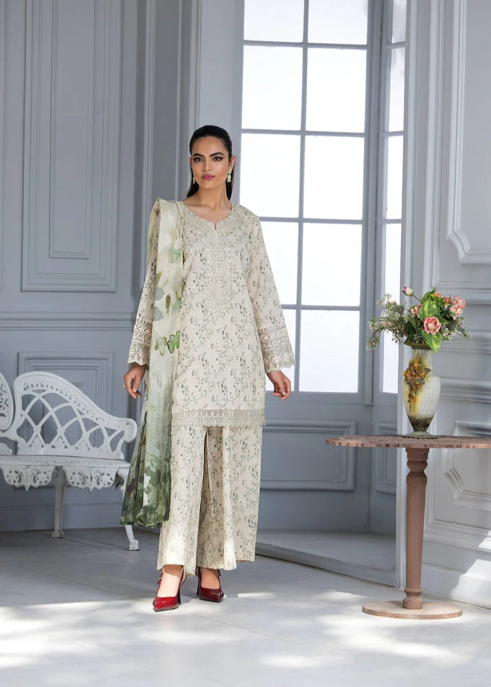 Bin Tayyab-Printed Green Lawn