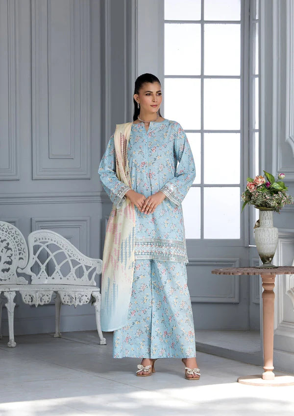 Bin Tayyab-Printed Sky Blue