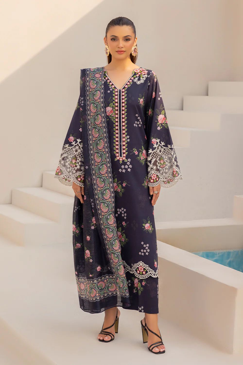 Esra-Blue Printed Lawn