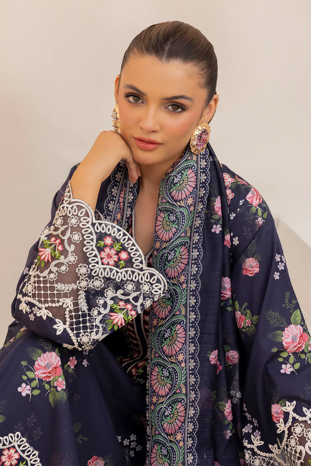 Esra-Blue Printed Lawn