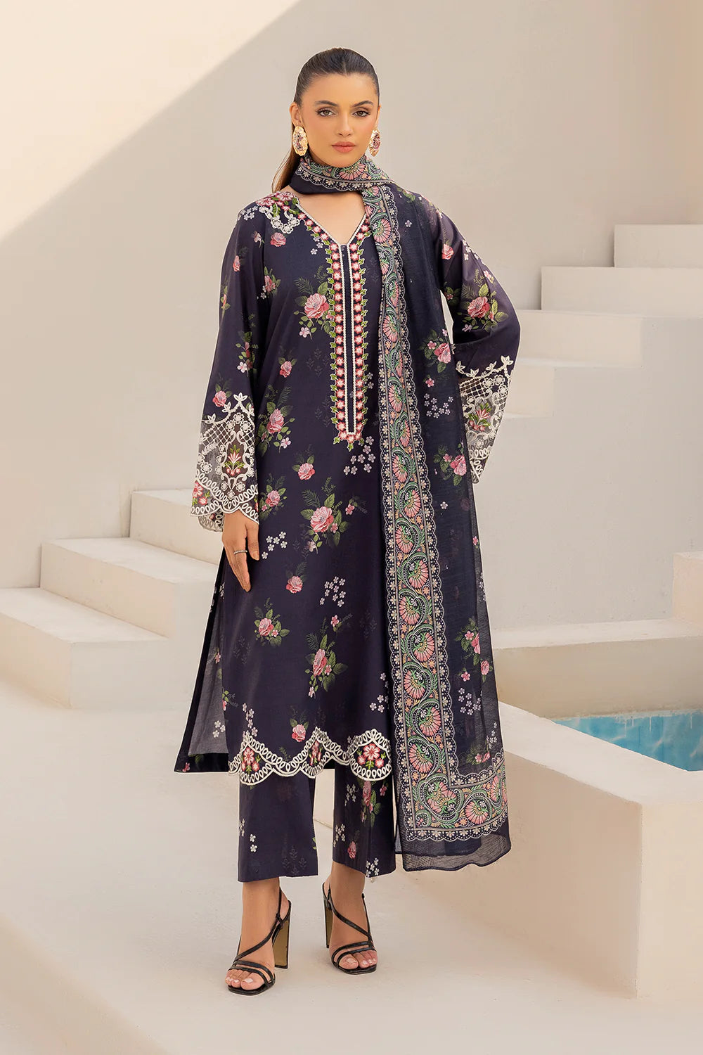 Esra-Blue Printed Lawn