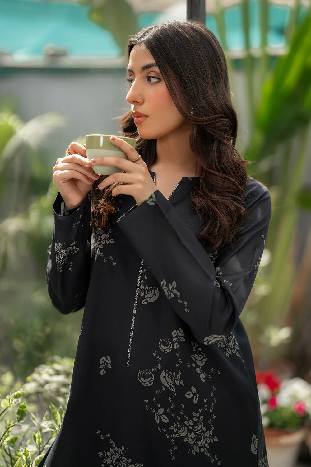 Esra - Black Two Piece Printed Lawn