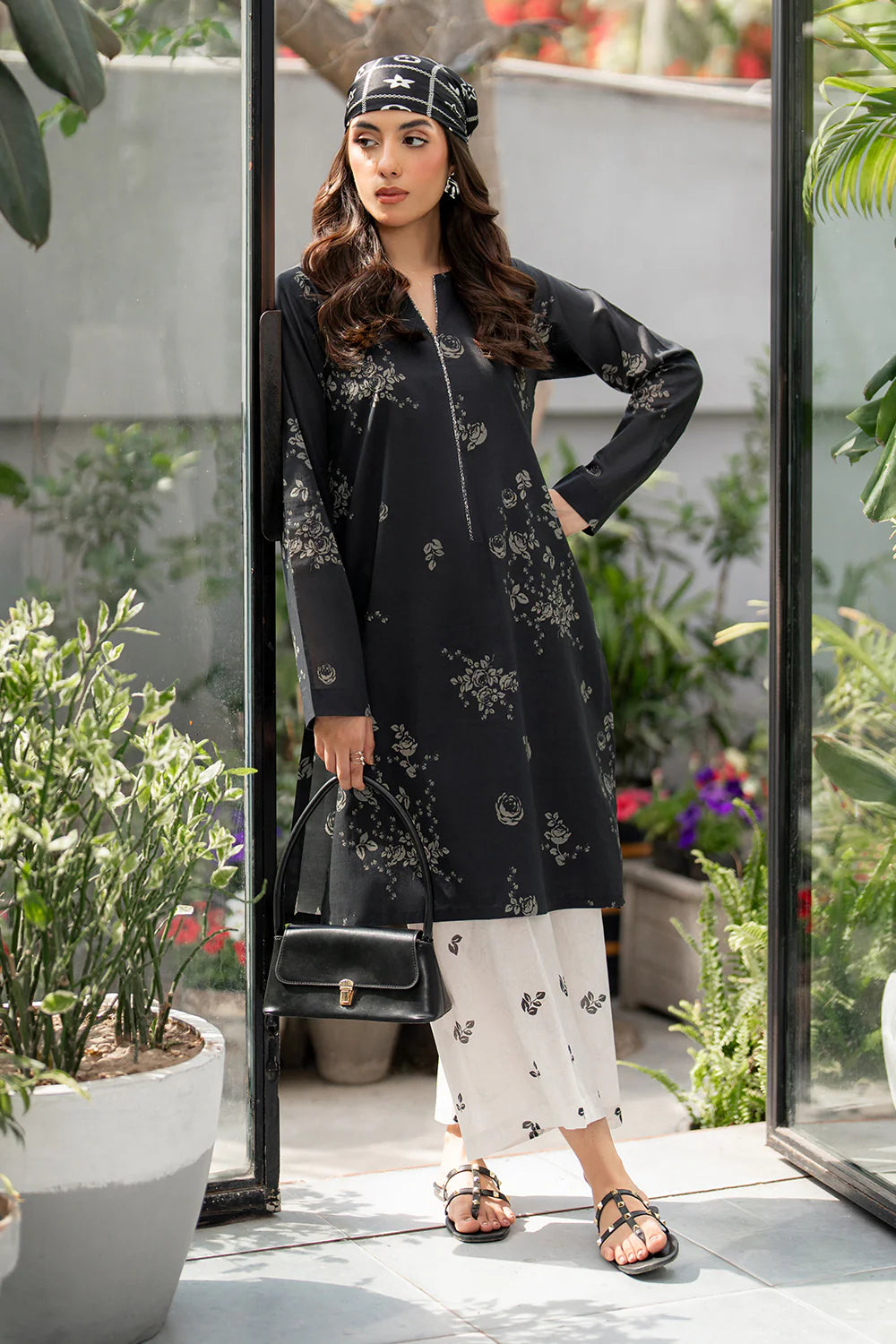 Esra - Black Two Piece Printed Lawn