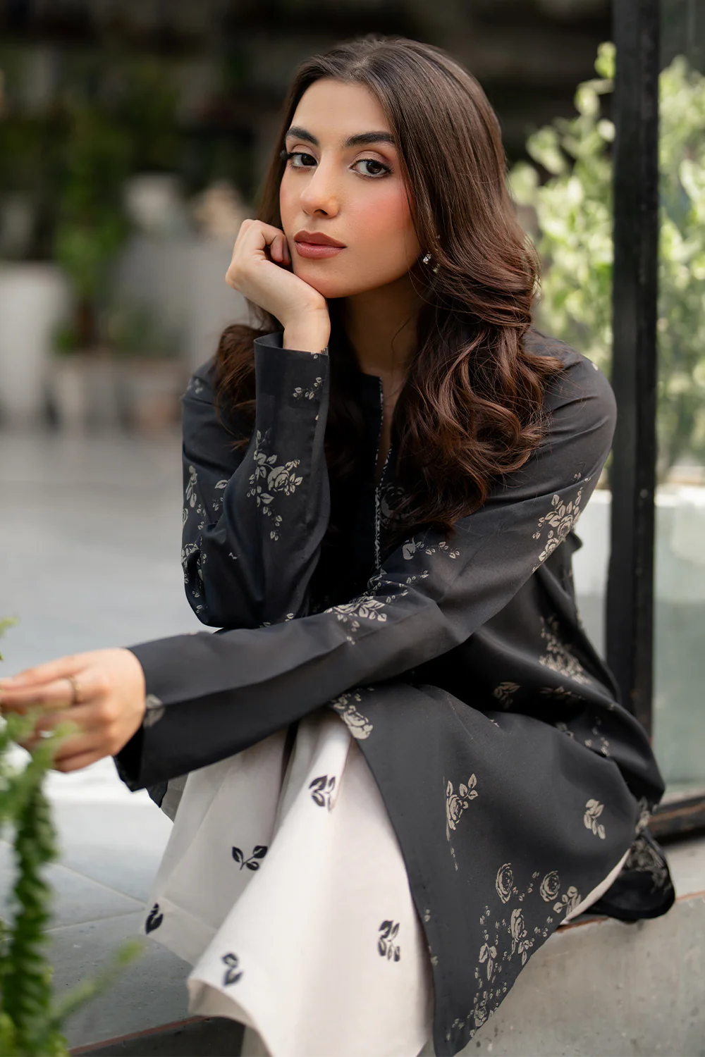Esra - Black Two Piece Printed Lawn