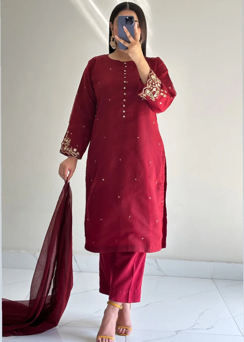 Ayesha B-Maroon Khadi