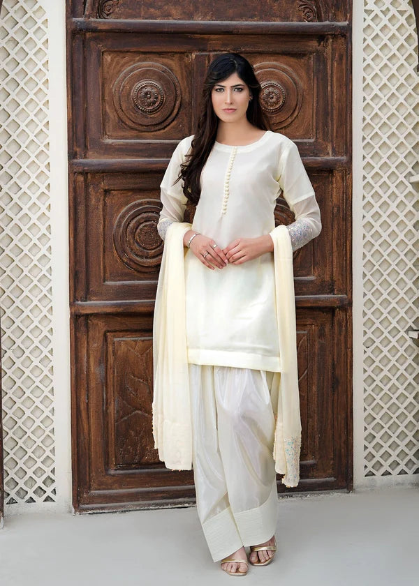 Miss & Mrs-White Farshi Salwar