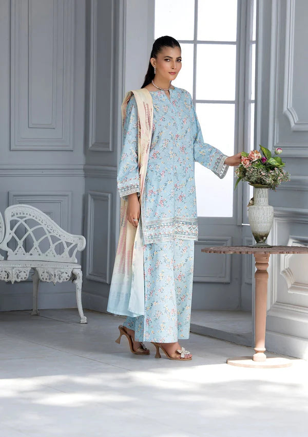Bin Tayyab-Printed Sky Blue