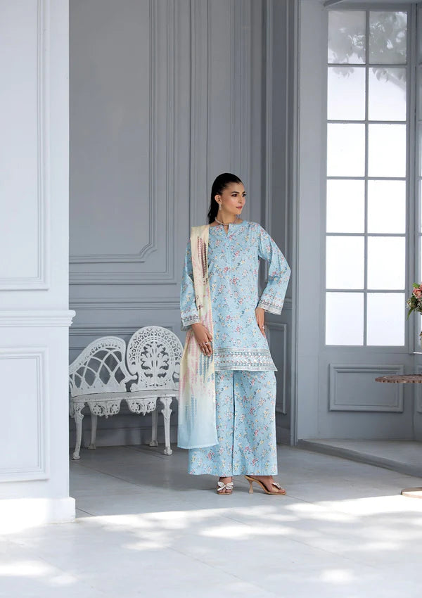 Bin Tayyab-Printed Sky Blue